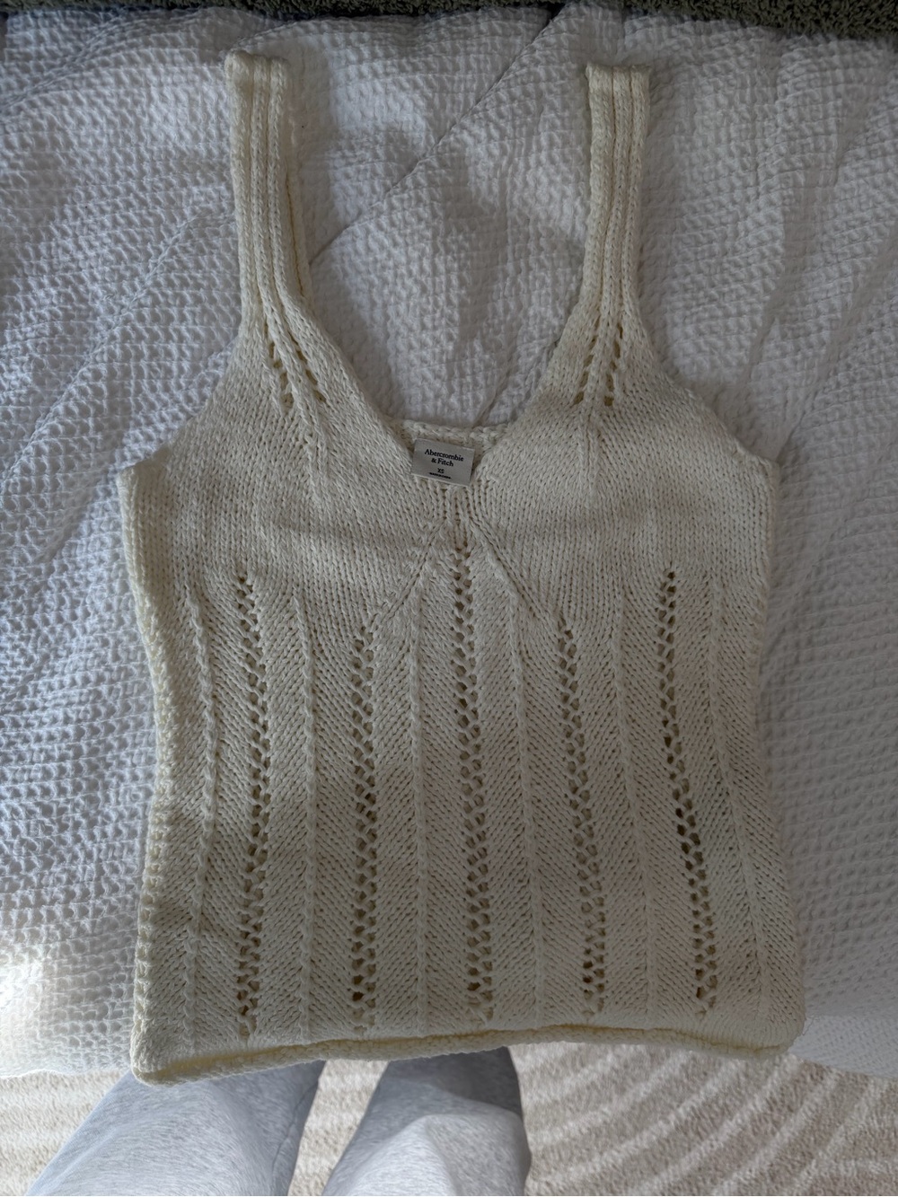 Abercrombie & Fitch Cream Knit V-Neck Tank